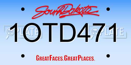 1OTD471 South Dakota License Plate