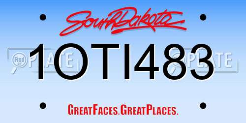 1OTI483 South Dakota License Plate