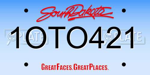 1OTO421 South Dakota License Plate
