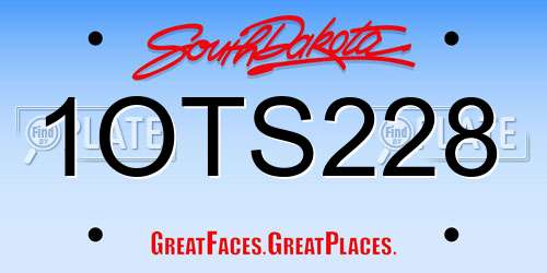 1OTS228 South Dakota License Plate