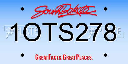 1OTS278 South Dakota License Plate