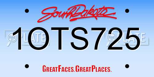 1OTS725 South Dakota License Plate