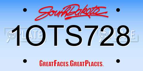 1OTS728 South Dakota License Plate