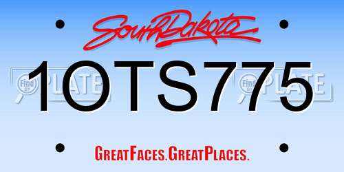 1OTS775 South Dakota License Plate
