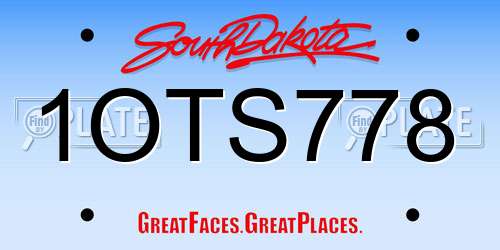 1OTS778 South Dakota License Plate