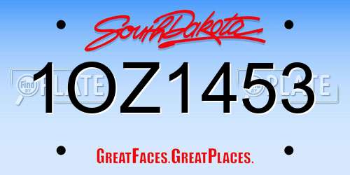1OZ1453 South Dakota License Plate