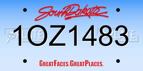 1OZ1483 South Dakota License Plate
