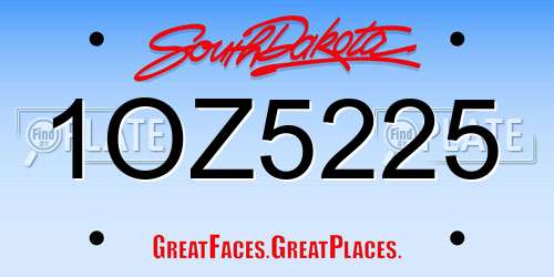 1OZ5225 South Dakota License Plate