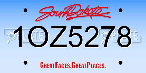 1OZ5278 South Dakota License Plate