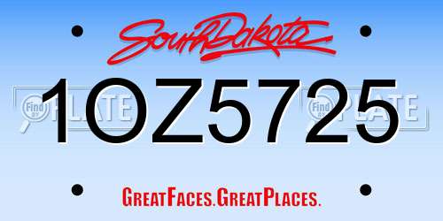 1OZ5725 South Dakota License Plate