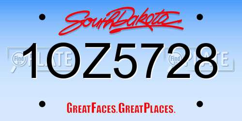 1OZ5728 South Dakota License Plate