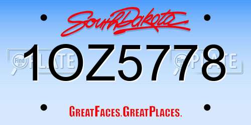 1OZ5778 South Dakota License Plate