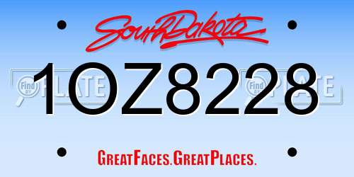 1OZ8228 South Dakota License Plate