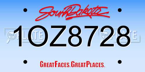 1OZ8728 South Dakota License Plate
