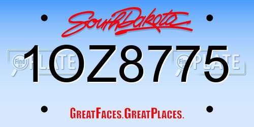 1OZ8775 South Dakota License Plate