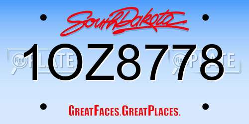 1OZ8778 South Dakota License Plate