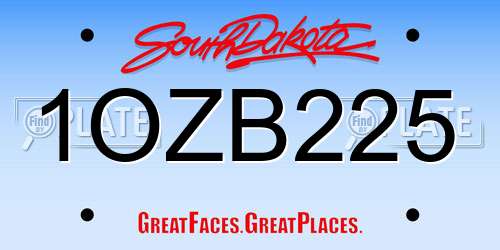 1OZB225 South Dakota License Plate