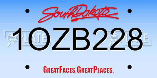 1OZB228 South Dakota License Plate
