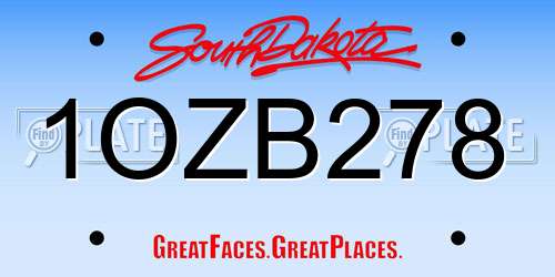 1OZB278 South Dakota License Plate