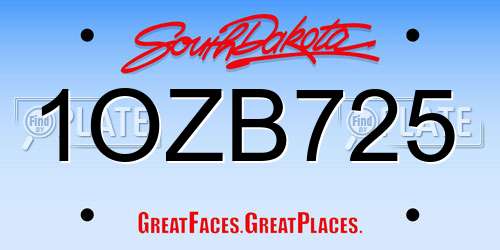 1OZB725 South Dakota License Plate