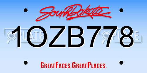 1OZB778 South Dakota License Plate