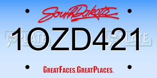 1OZD421 South Dakota License Plate