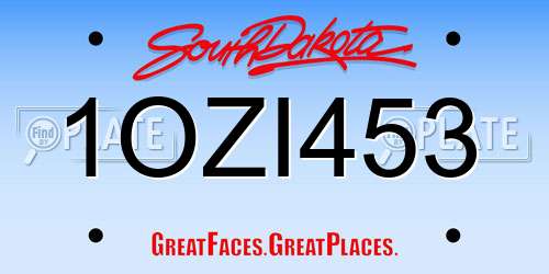 1OZI453 South Dakota License Plate
