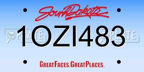 1OZI483 South Dakota License Plate