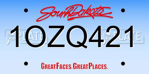 1OZQ421 South Dakota License Plate