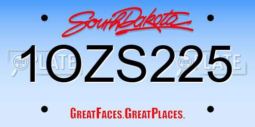 1OZS225 South Dakota License Plate
