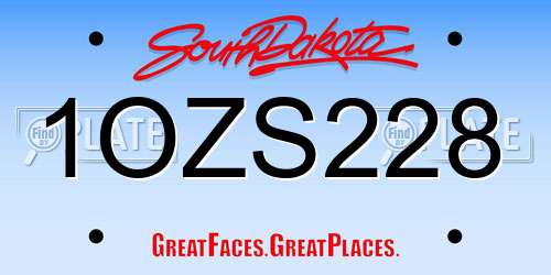 1OZS228 South Dakota License Plate