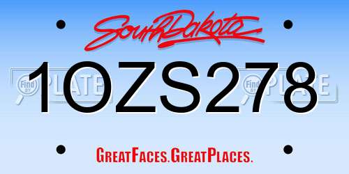 1OZS278 South Dakota License Plate