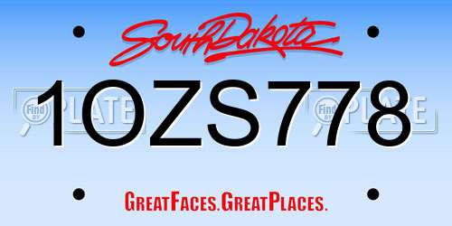 1OZS778 South Dakota License Plate