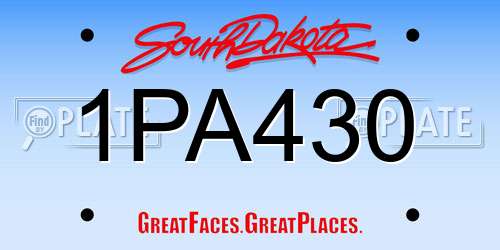 1PA430 South Dakota License Plate