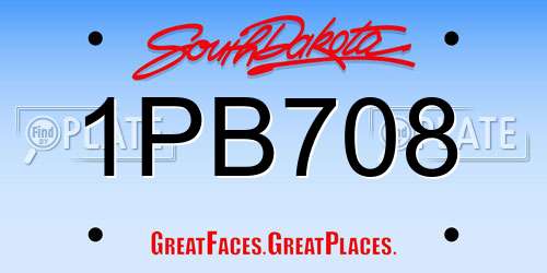 1PB708 South Dakota License Plate