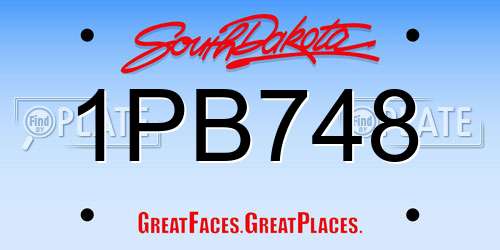 1PB748 South Dakota License Plate