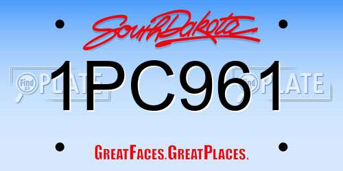 1PC961 South Dakota License Plate