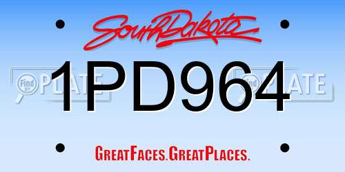 1PD964 South Dakota License Plate