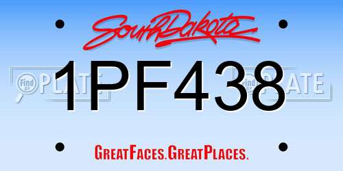 1PF438 South Dakota License Plate