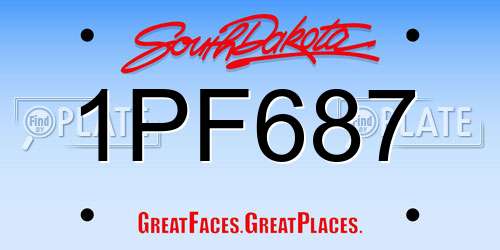 1PF687 South Dakota License Plate