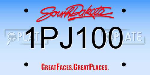 1PJ100 South Dakota License Plate