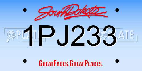 1PJ233 South Dakota License Plate