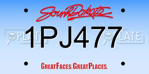 1PJ477 South Dakota License Plate