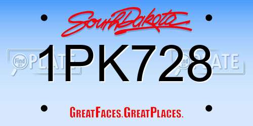 1PK728 South Dakota License Plate