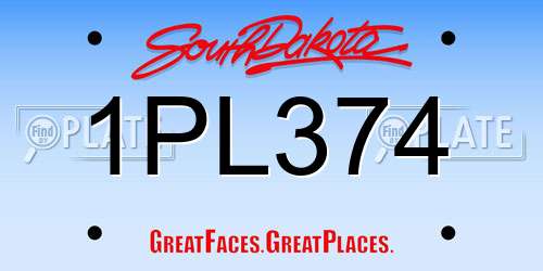 1PL374 South Dakota License Plate