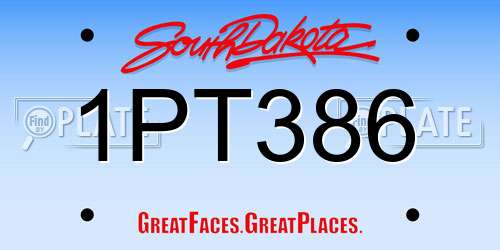 1PT386 South Dakota License Plate