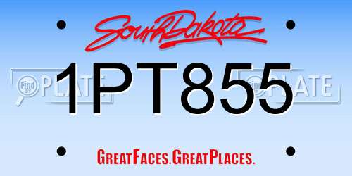 1PT855 South Dakota License Plate