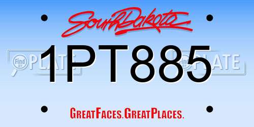 1PT885 South Dakota License Plate