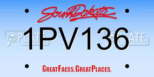 1PV136 South Dakota License Plate