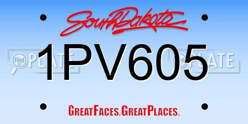 1PV605 South Dakota License Plate
